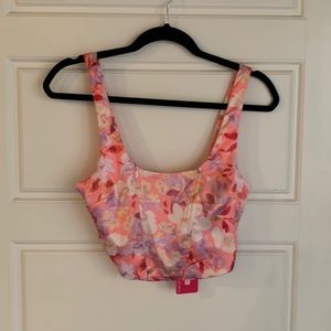 Pink Floral cropped corset